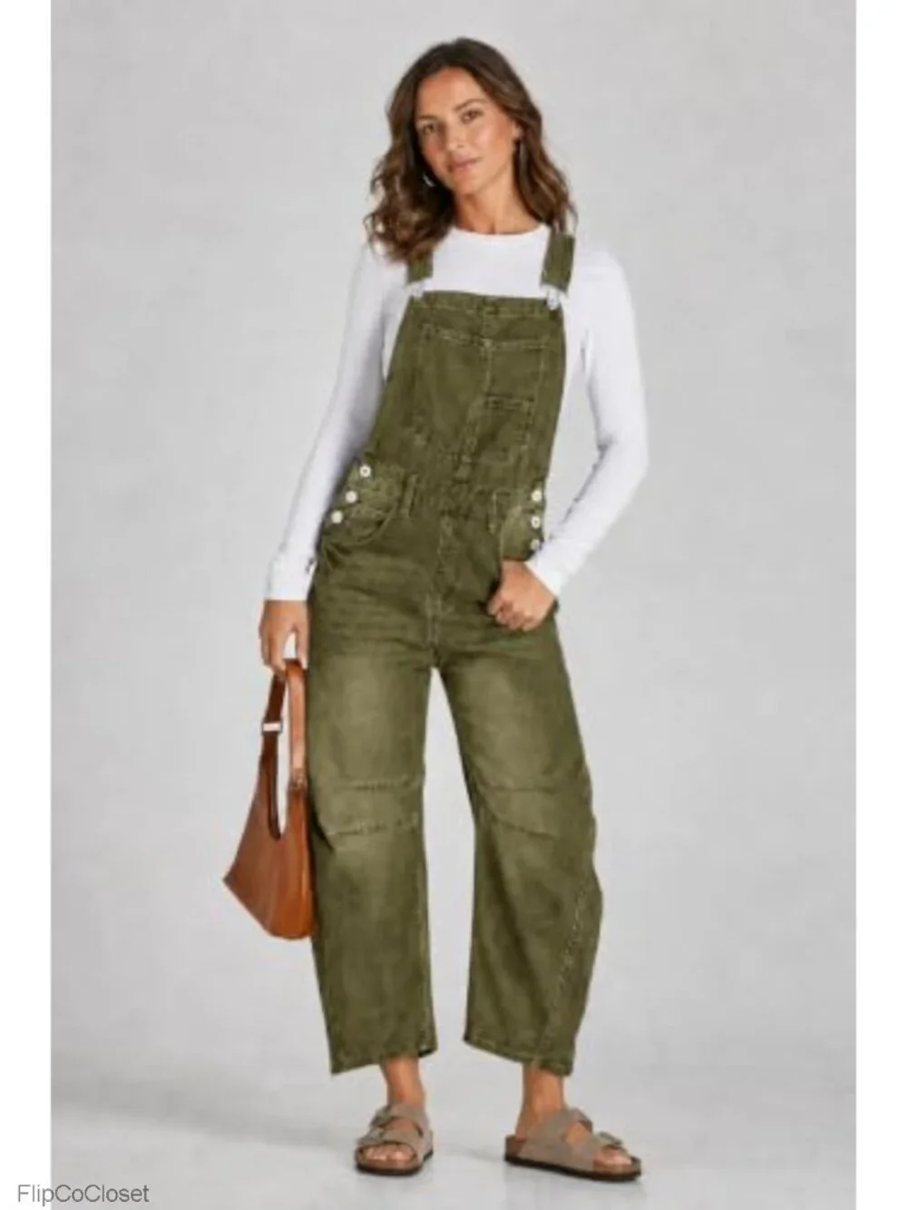 Women's Denim Bib Overalls with Adjustable Straps Barrel Leg Jeans Jumpsuit